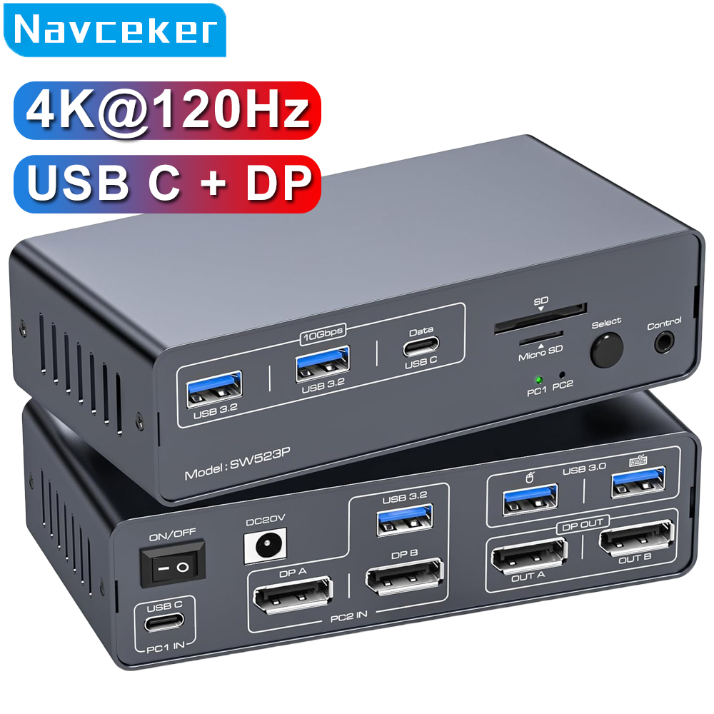 Docking Station Dual Monitor Dp Hdmi - 4K@120Hz USB C DP KVM Switch