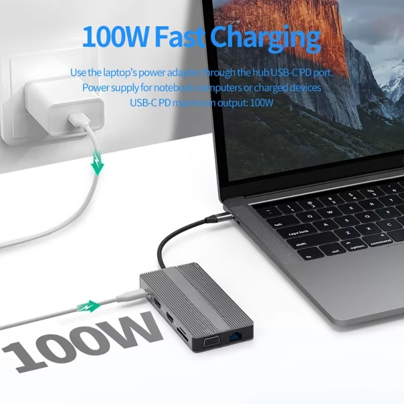 Usb C Hub 12 In 1 Triple Display - EE1 Laptop Docking Station 12 In