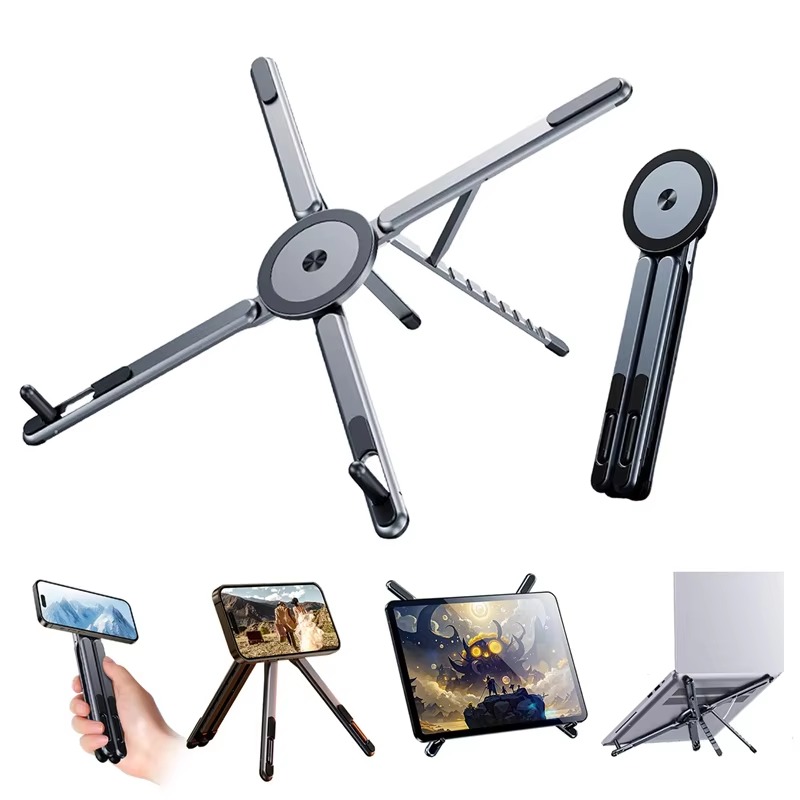 Laptop Stand Dock Aluminum - Portable Magnetic Phone Holder & Selfie