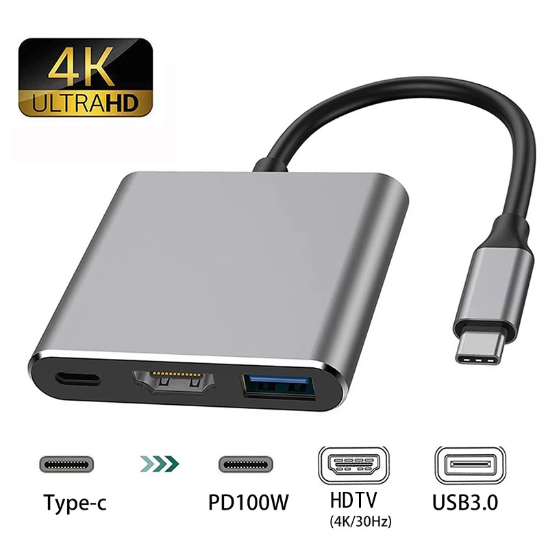 Usb C Dock Dual Hdmi 4K - USB-C To HDMI-compatible 3 In 1