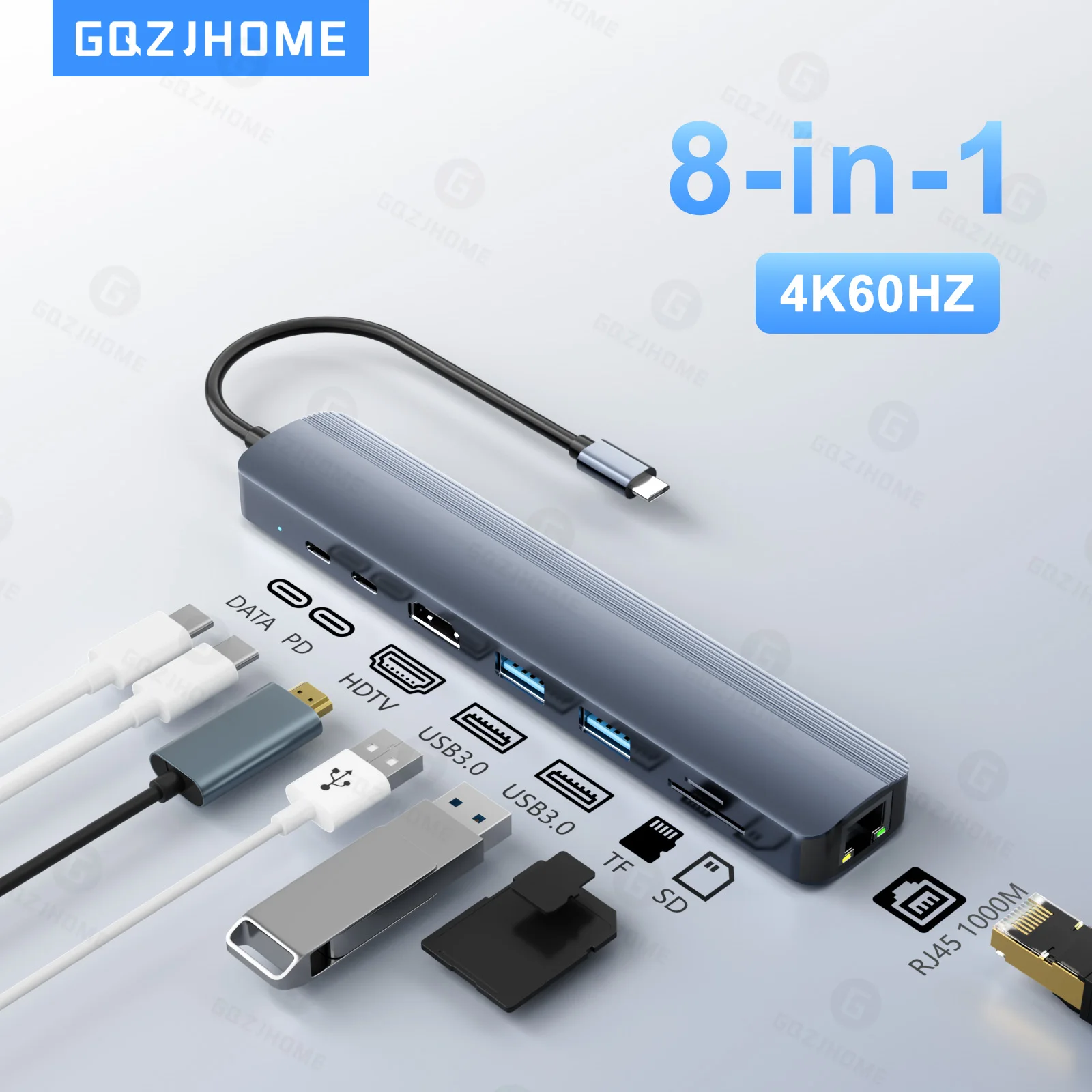 Usb C Hub Sd Card Reader 4K Hdmi - 8 in 1 USB C Hub