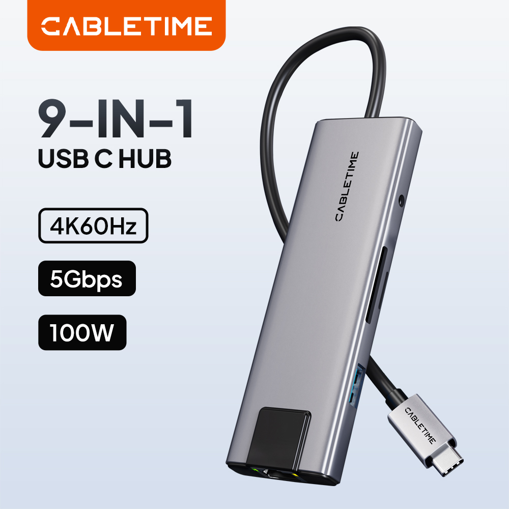 Usb C Hub Sd Card Reader 4K Hdmi - CABLETIME 9-in-1 USB C Hub Adapter