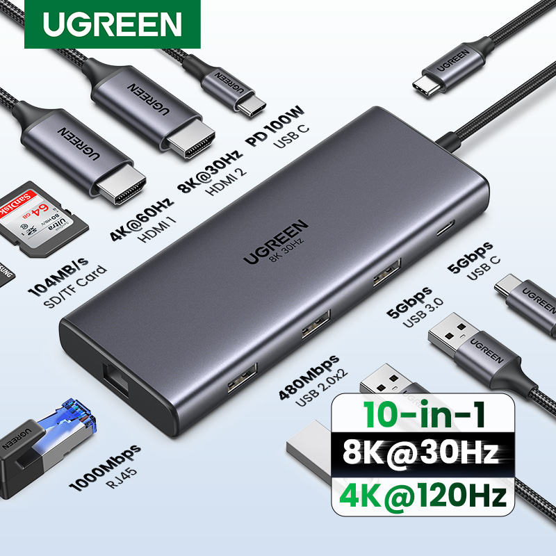 UGREEN Dual HDMI USB-C HUB 8K  - огляд і ціна Docking Station For Macbook Pro