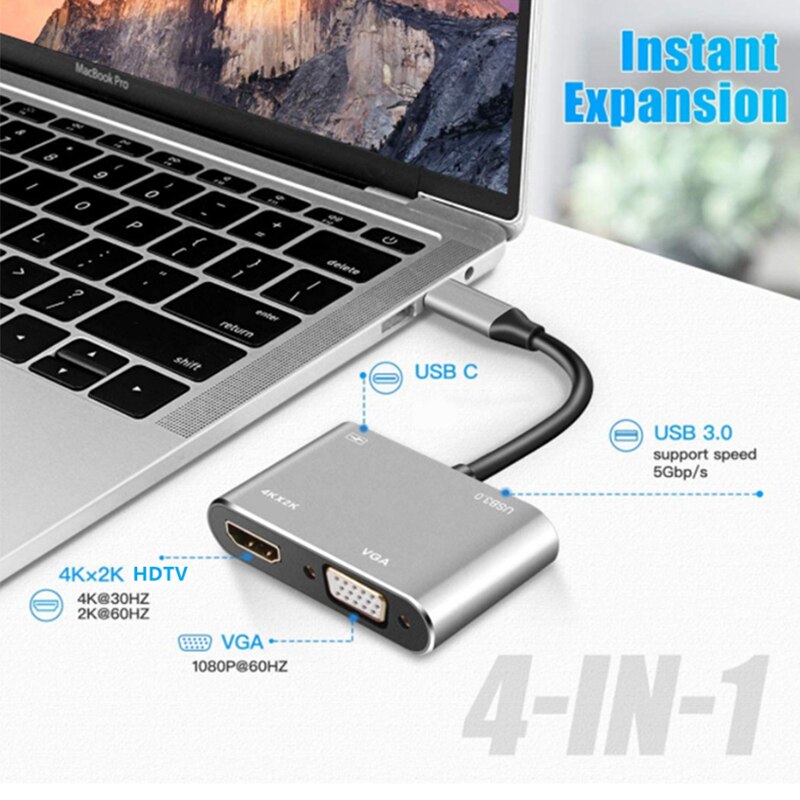 4 in 1 USB C Hub Multiport Ada - огляд і ціна Docking Station For Macbook Pro
