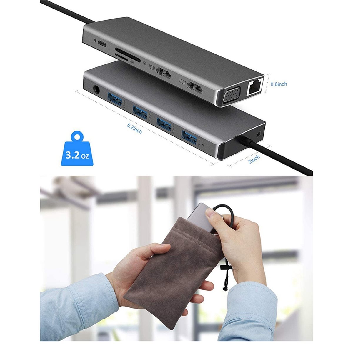 12 in 1 USB C Hub Triple Displ - огляд і ціна Usb C Hub 12 In 1 Triple Display