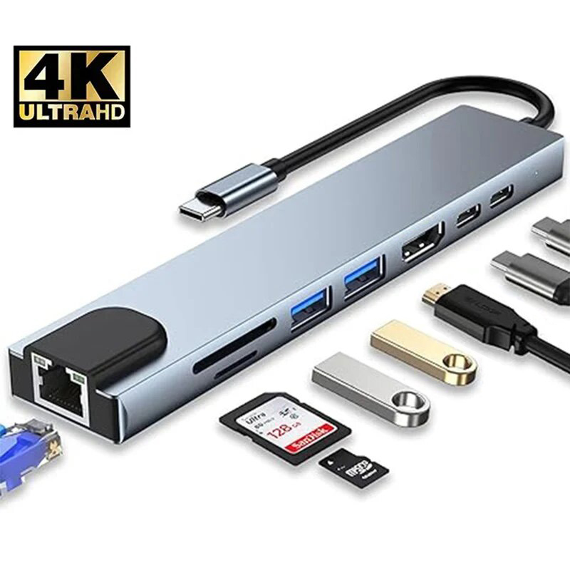 8 in 1 USB C Hub Type-C to Mul - огляд і ціна Usb C Hub Sd Card Reader 4K Hdmi