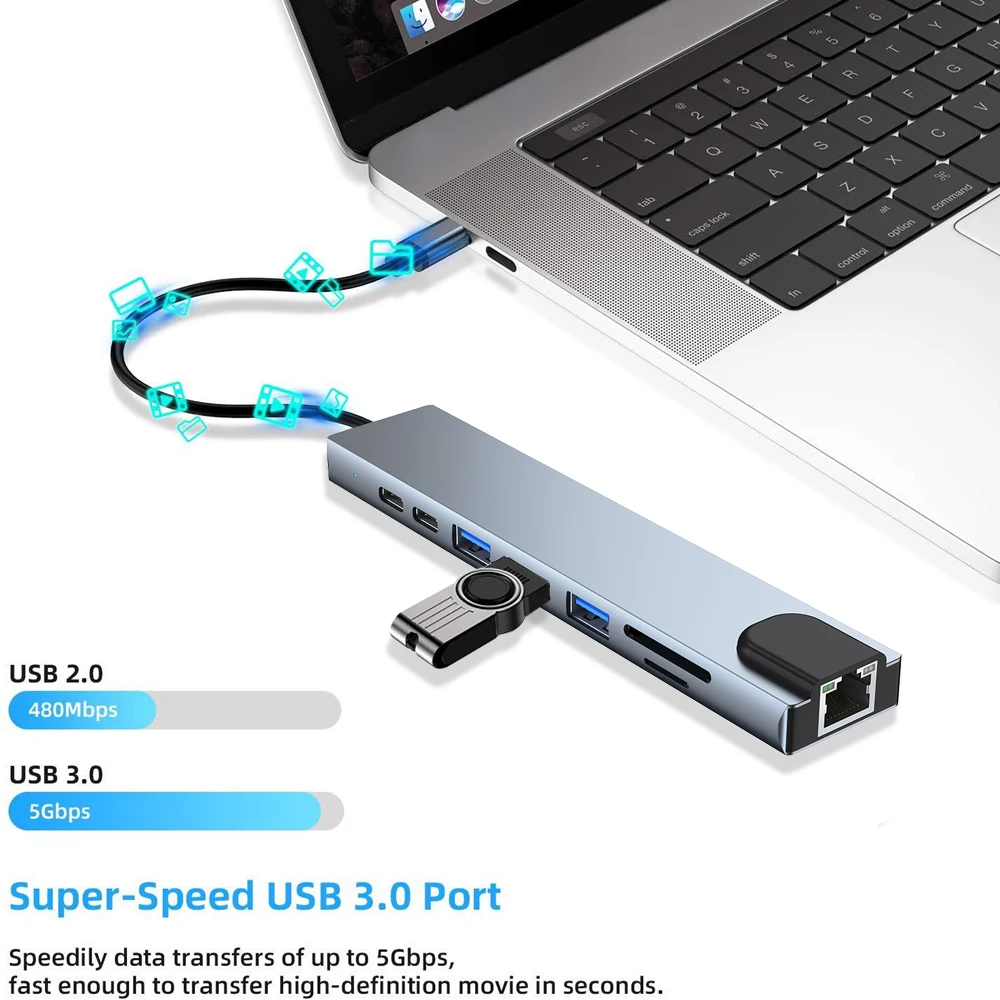 8 in 1 USB C Hub Type-C to Mul - огляд і ціна Usb C Hub Sd Card Reader 4K Hdmi