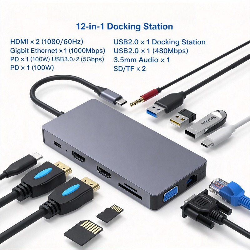 Type C Docking Station 12-in-1 - огляд і ціна Usb C Hub 12 In 1 Triple Display