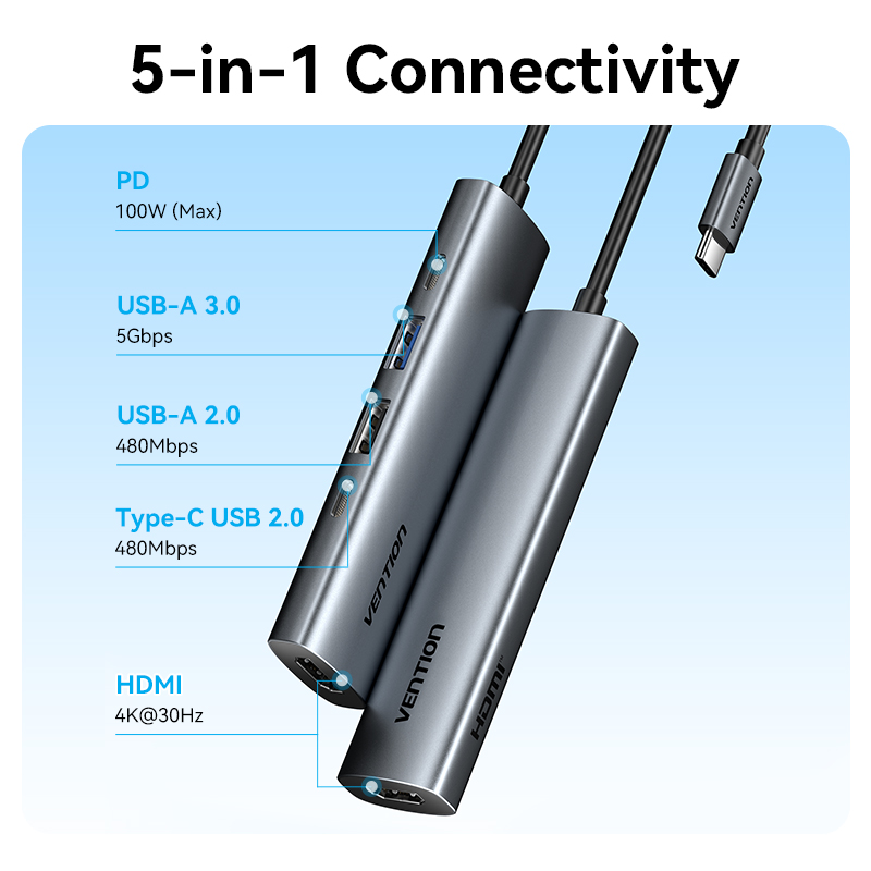 Vention 5 in 1 USB C Hub 4K HD - огляд і ціна Docking Station For Macbook Pro