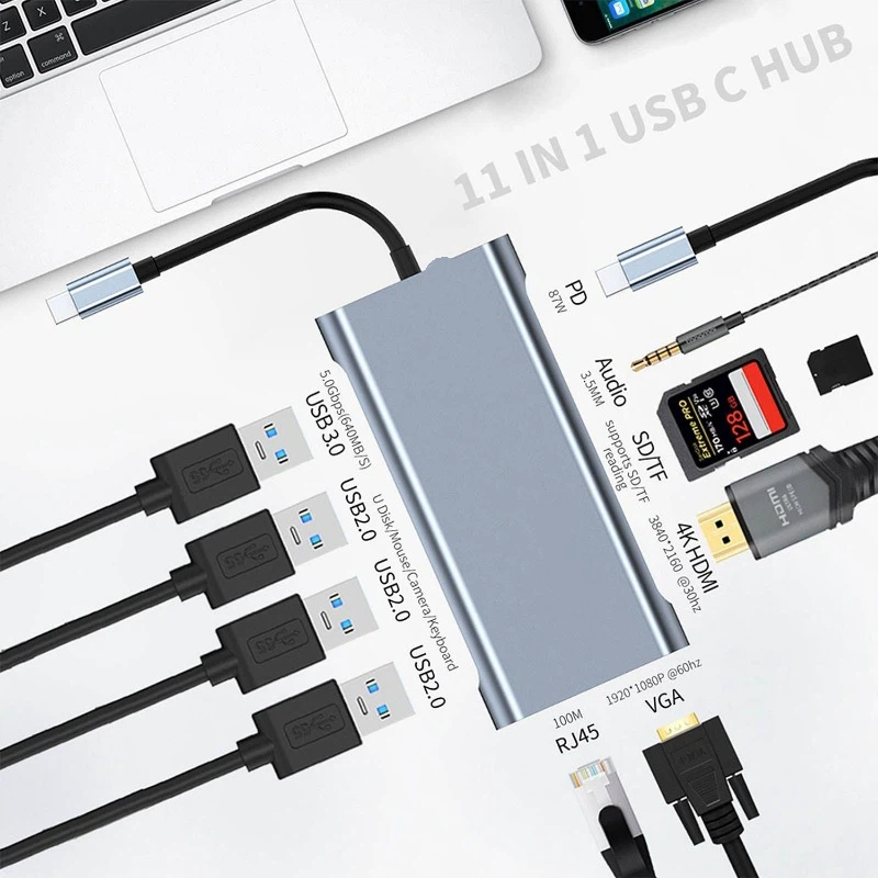 11-in-1 USB C Docking Station  - огляд і ціна Usb C Hub Sd Card Reader 4K Hdmi