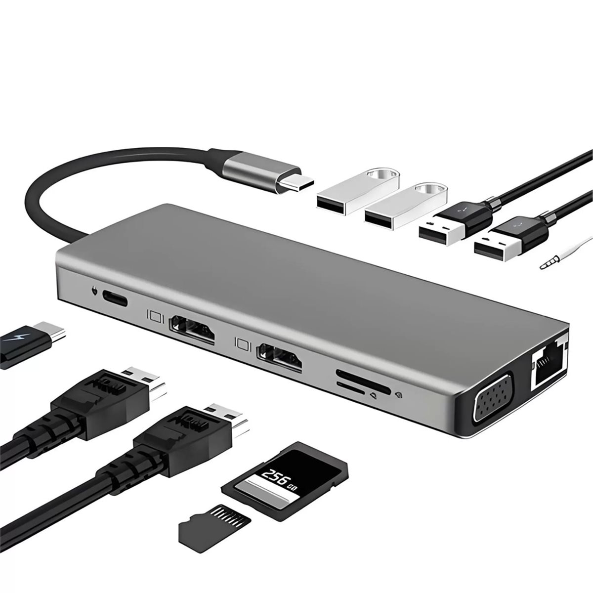 NEW FACTORY~12 in 1 USB C Hub  - огляд і ціна Usb C Hub 12 In 1 Triple Display