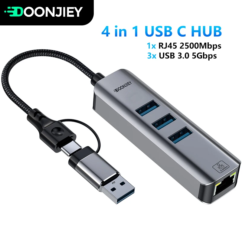 4 in 1 2500Mbps USB 3.0 Type-C - огляд і ціна Usb C Hub Ethernet 2.5G