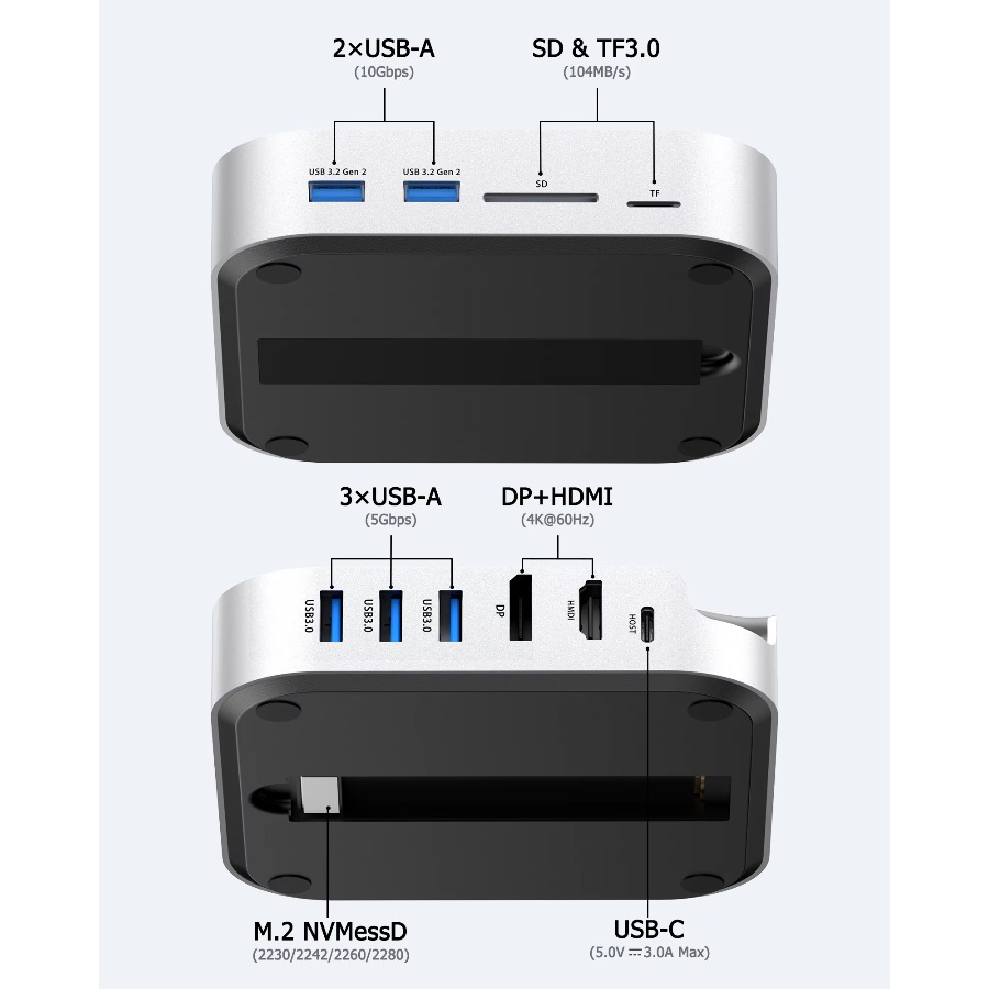 USB C Hub for Mac Mini M4 Dock - огляд і ціна Usb C Hub With M.2 Nvme Slot