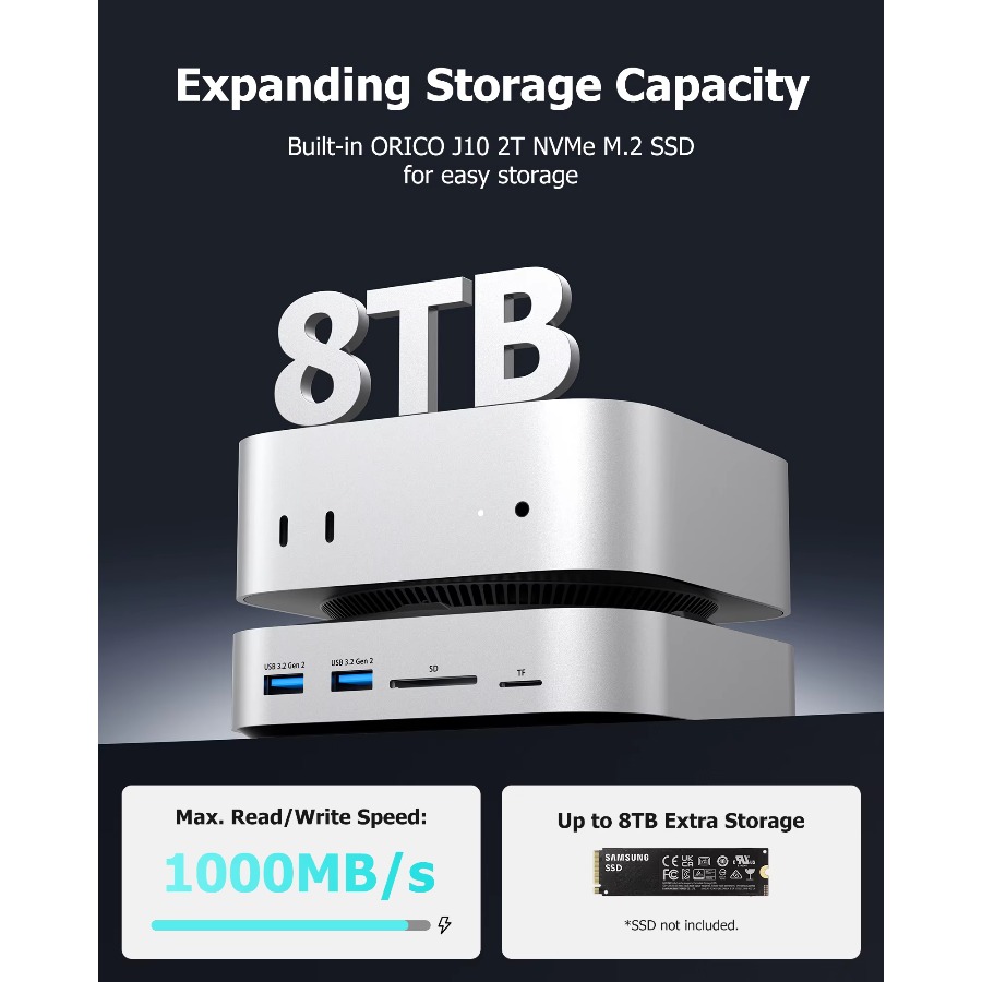 USB C Hub for Mac Mini M4 Dock - огляд і ціна Usb C Hub With M.2 Nvme Slot