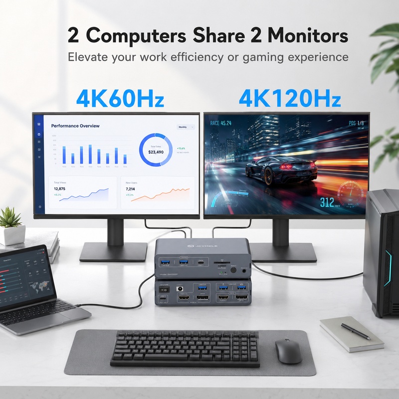 JCYMELE Dual-Monitor USB-C KVM - огляд і ціна Docking Station Dual Monitor Dp Hdmi
