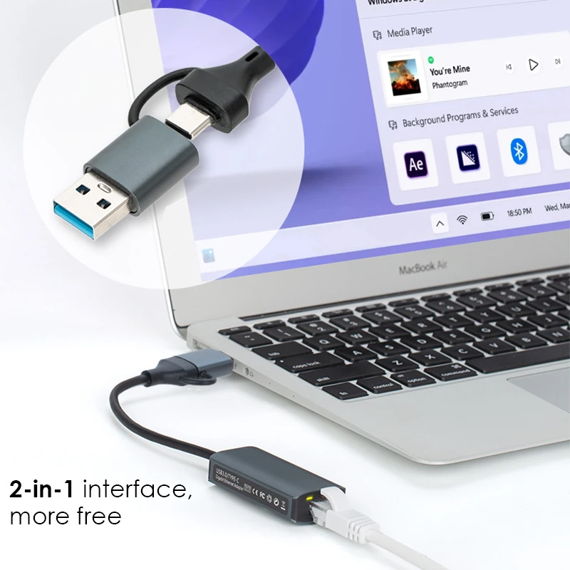2500Mbps USB 3.0/Type C to RJ4 - огляд і ціна Usb C Hub Ethernet 2.5G