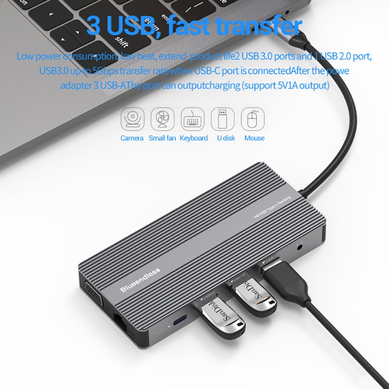 hit productLaptop Docking Stat - огляд і ціна Usb C Hub 12 In 1 Triple Display
