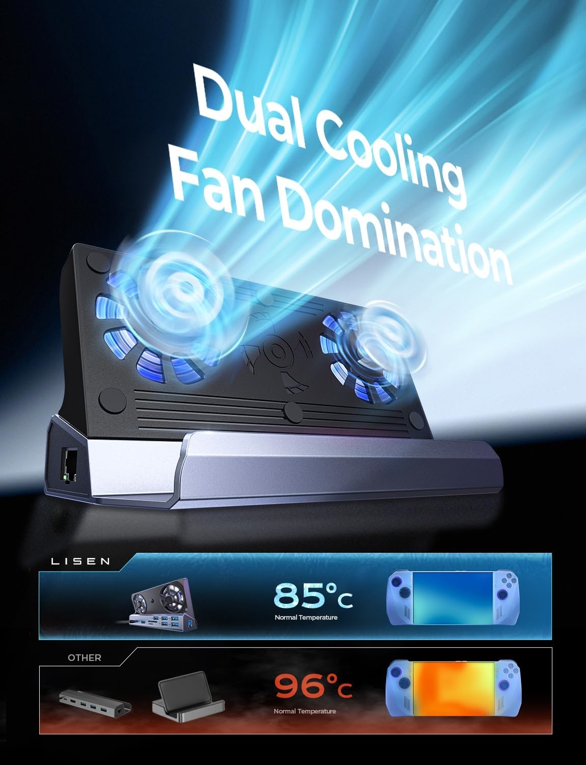 Dual-Fan Cooling Dock for Nint - огляд і ціна Usb C Dock With 100W Pd