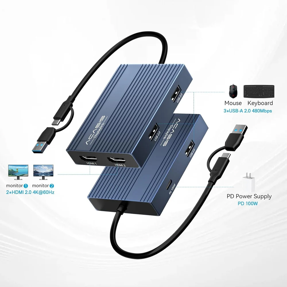 ACASIS USB-C Docking Station D - огляд і ціна Docking Station Displaylink Dual 4K