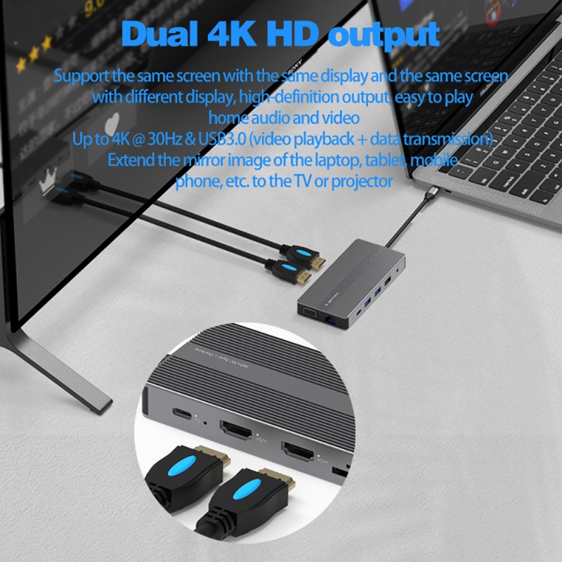 Laptop Docking Station 12 In 1 - огляд і ціна Usb C Hub 12 In 1 Triple Display