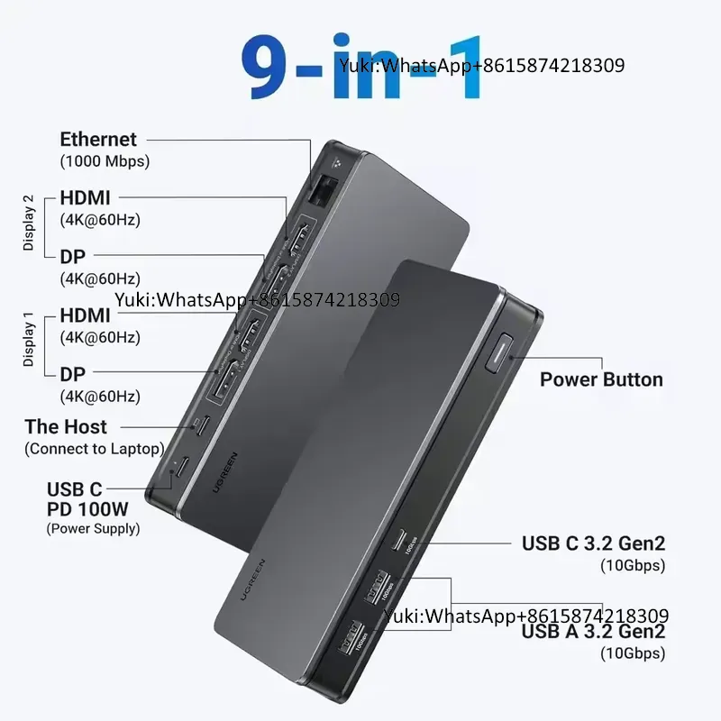 CM615 UGREEN Revodok Pro 209 9 - огляд і ціна Docking Station Displaylink Dual 4K