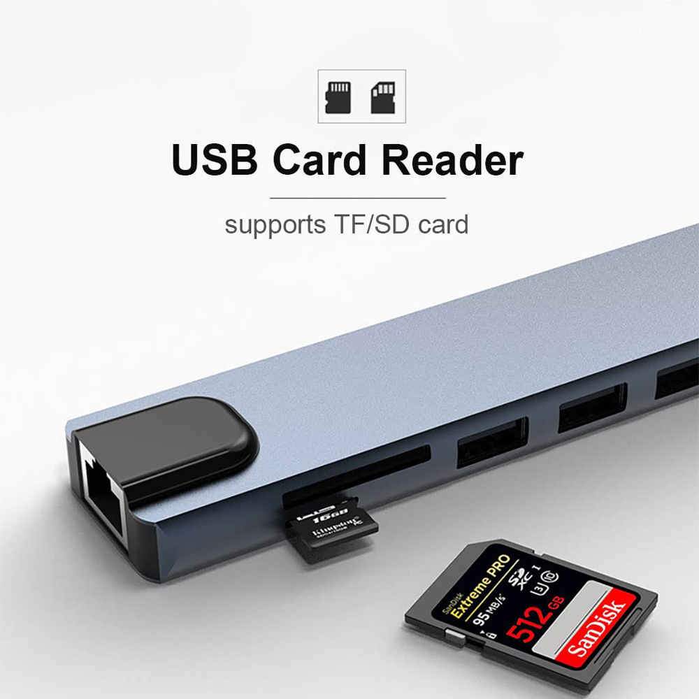 8 in 1 USB C Hub 4K@30Hz HDMI  - огляд і ціна Usb C Hub Sd Card Reader 4K Hdmi