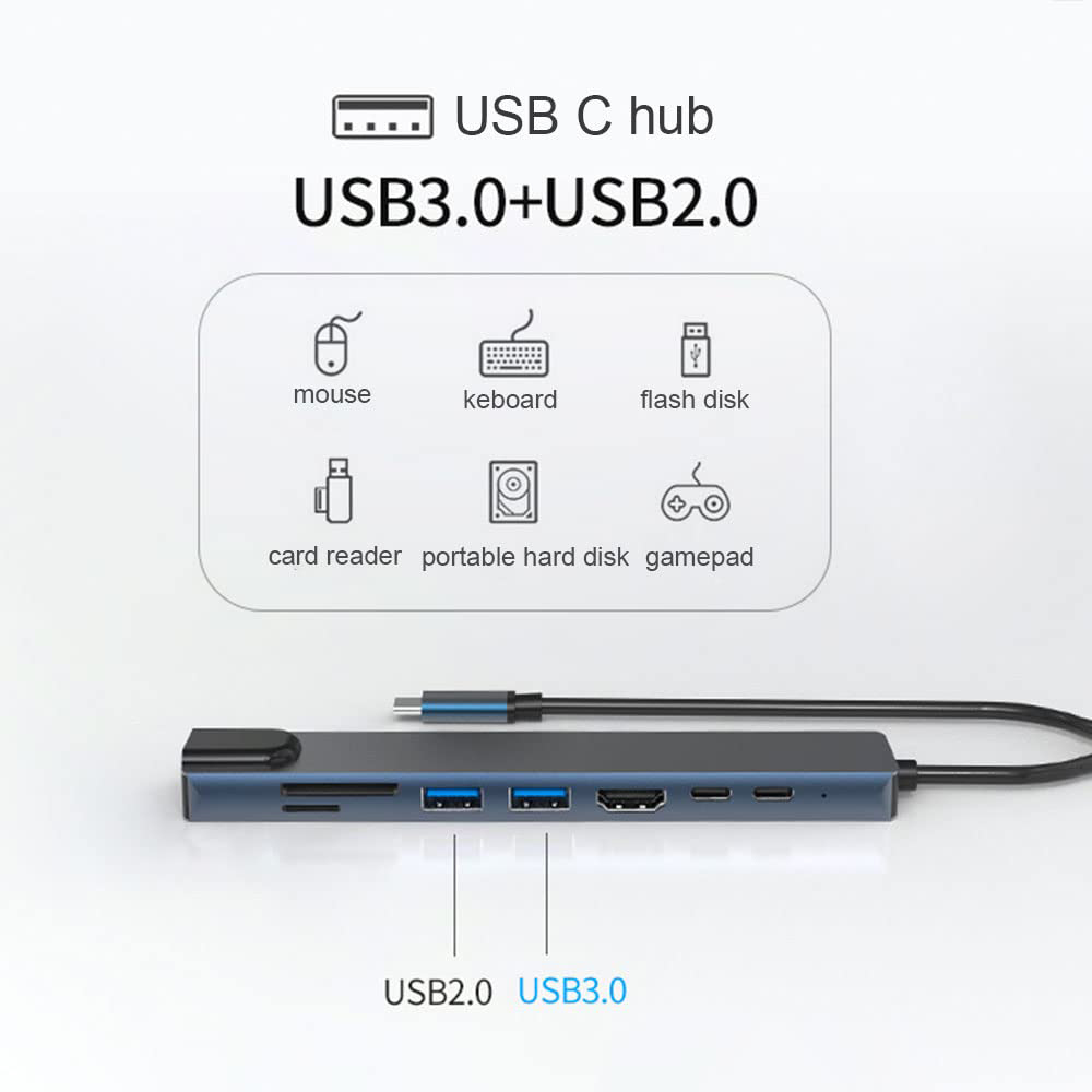 8 in 1 USB C Hub 4K@30Hz HDMI  - огляд і ціна Usb C Hub Sd Card Reader 4K Hdmi