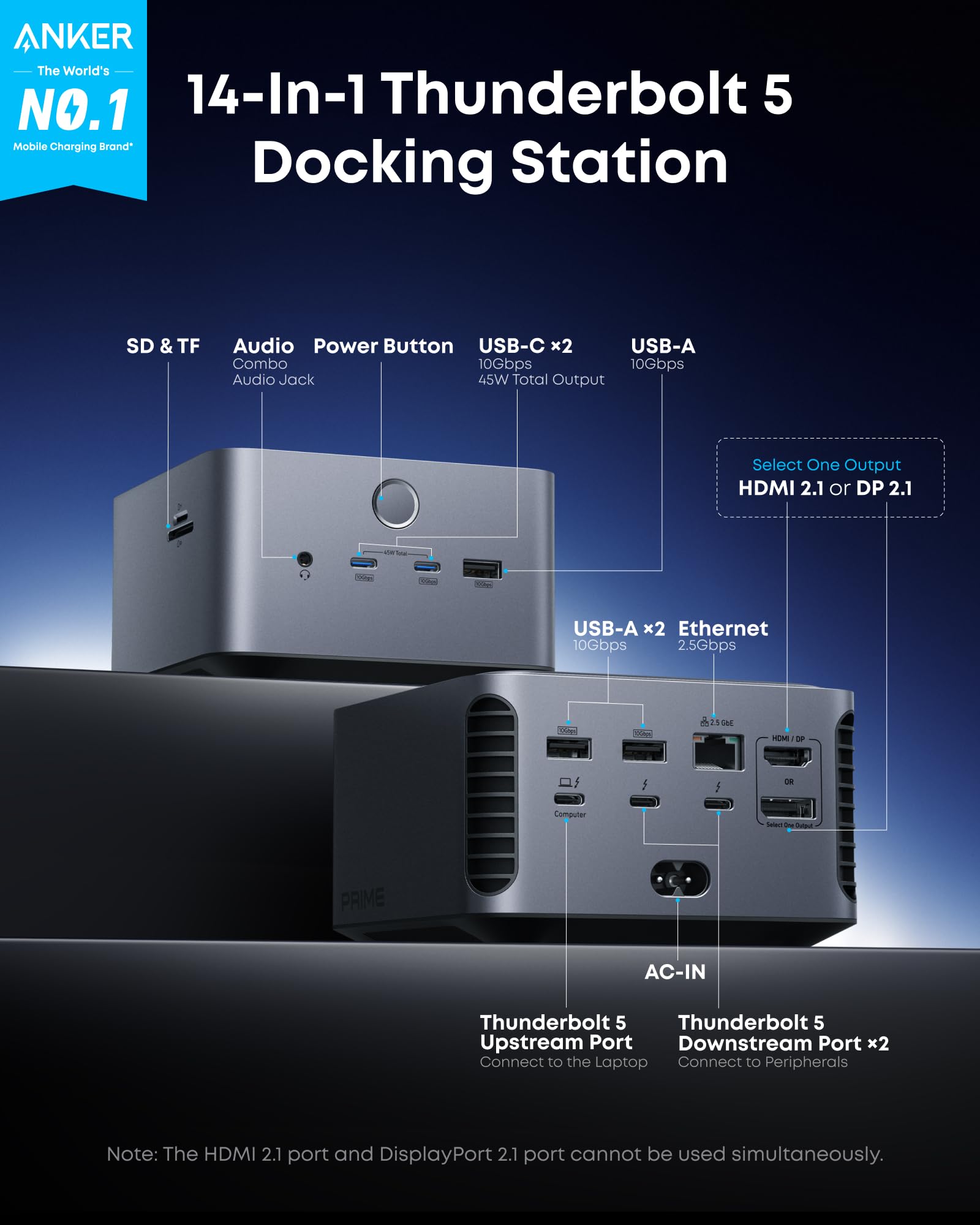 Anker Prime TB5 Thunderbolt 5/ - огляд і ціна Docking Station Thunderbolt 4