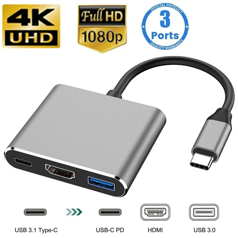USB C HUB 3in1 Type C 3.0 to H - огляд і ціна Usb C Dock Dual Hdmi 4K
