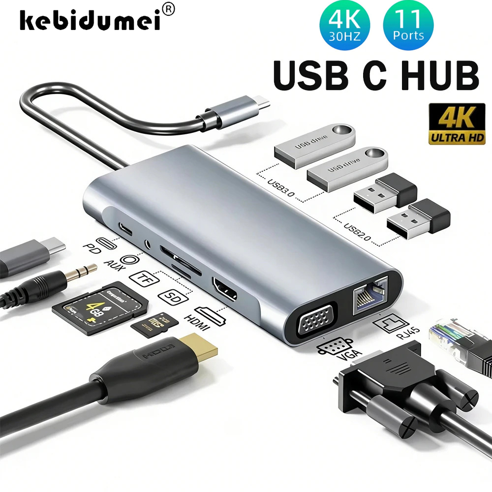 KEBIDUMEI 11 Ports USB C HUB D - огляд і ціна Usb C Hub Sd Card Reader 4K Hdmi
