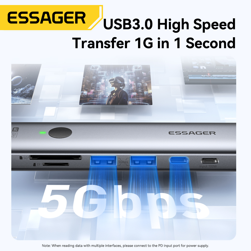 Essager USB C HUB 4K 7-in-1 Ty - огляд і ціна Usb C Dock Dual Hdmi 4K