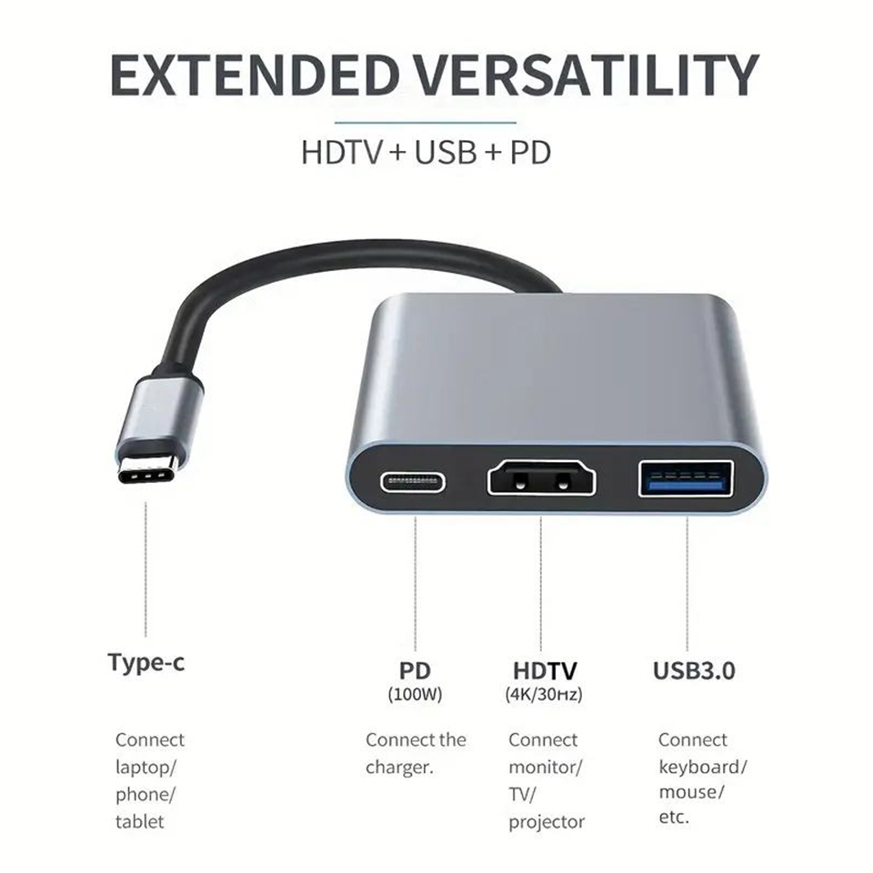 3-In-1 Type-C Usb Hub Male To  - огляд і ціна Usb C Dock Dual Hdmi 4K