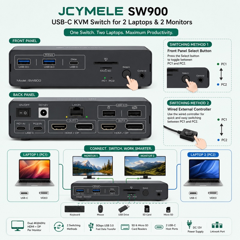 14-in-1 USB-C KVM Docking Stat - огляд і ціна Docking Station Displaylink Dual 4K