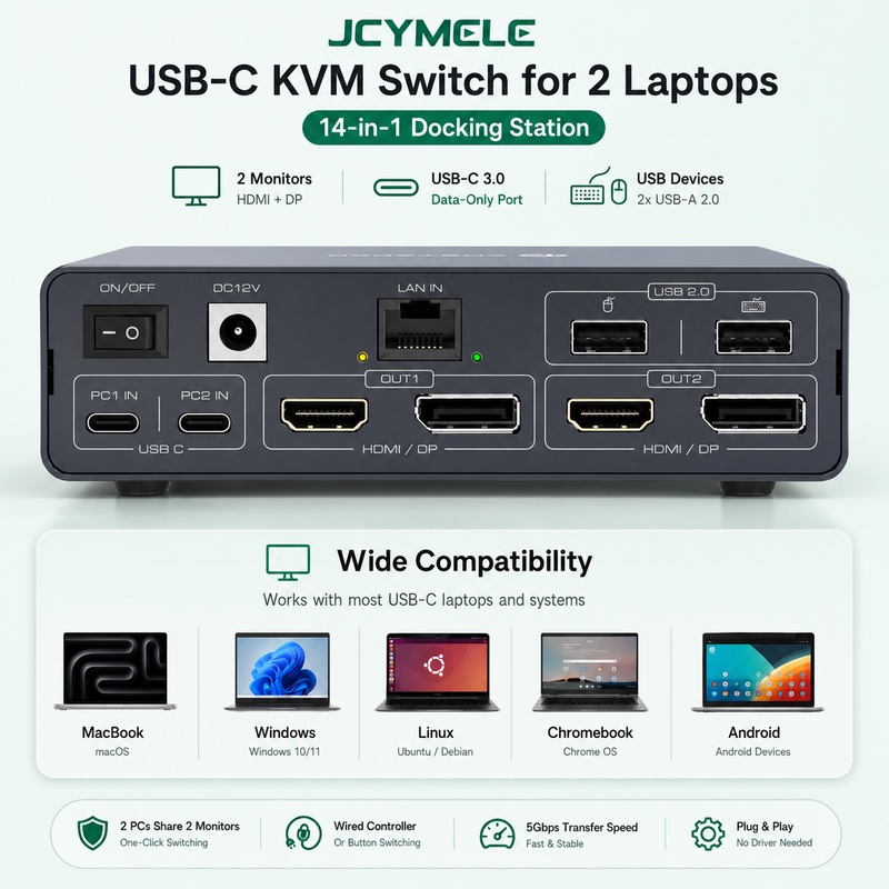 14-in-1 USB-C KVM Docking Stat - огляд і ціна Docking Station Displaylink Dual 4K